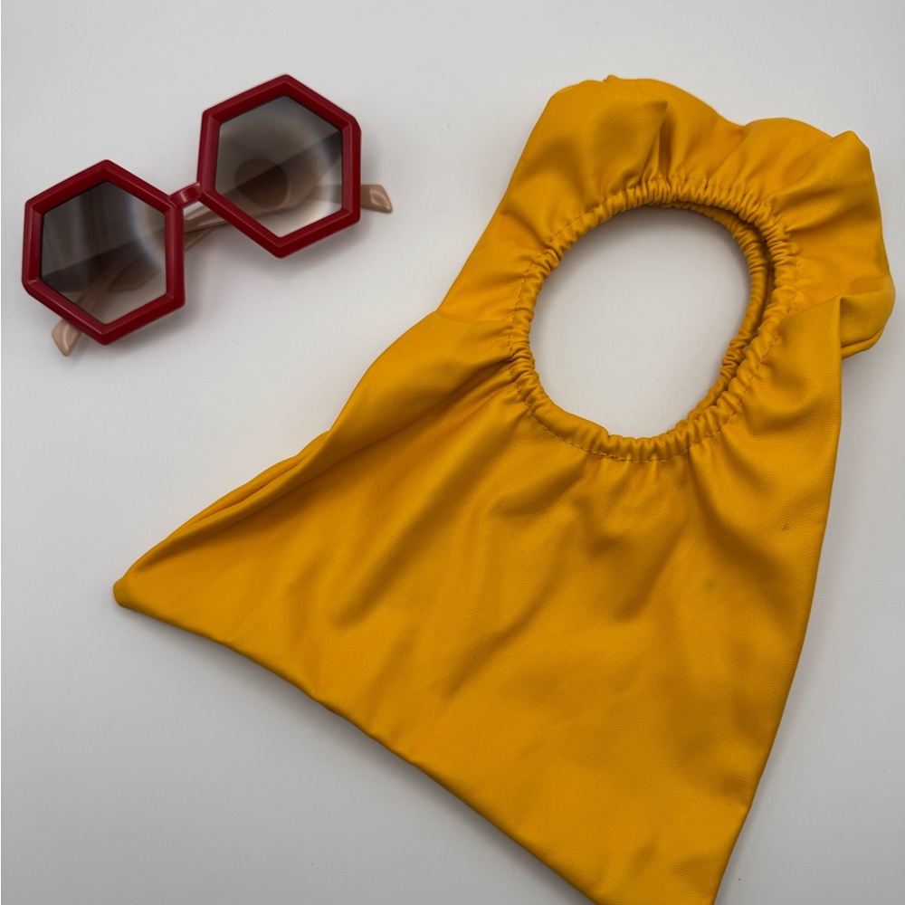 Mustard Yellow Mini Shoulder Bag - Sleek Gathered Handle